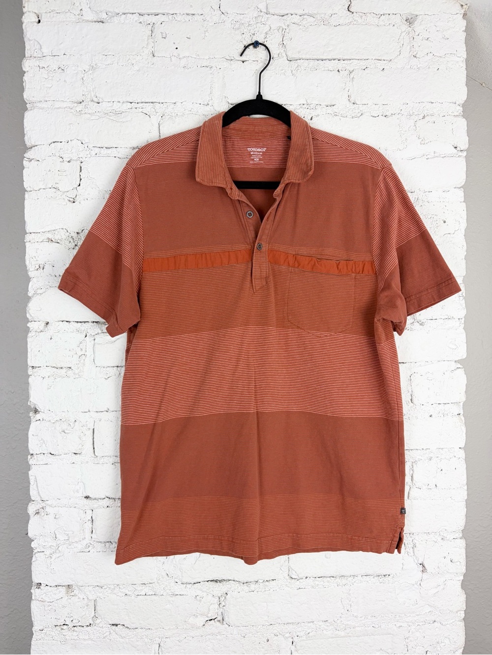 Toad & Co Jack Organic Cotton Short Sleeve Polo Shirt Rust Red Medium
